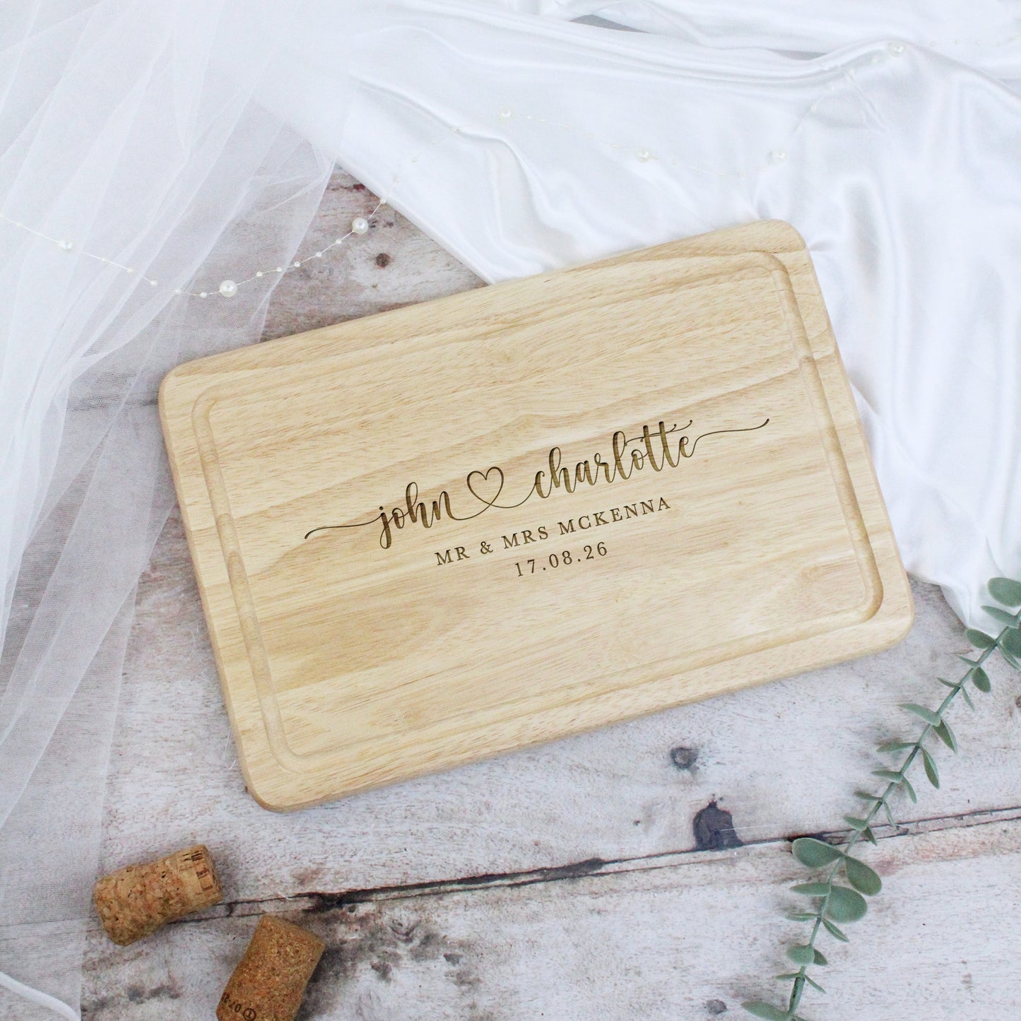 Personalised Wooden Mr & Mrs Chopping Board