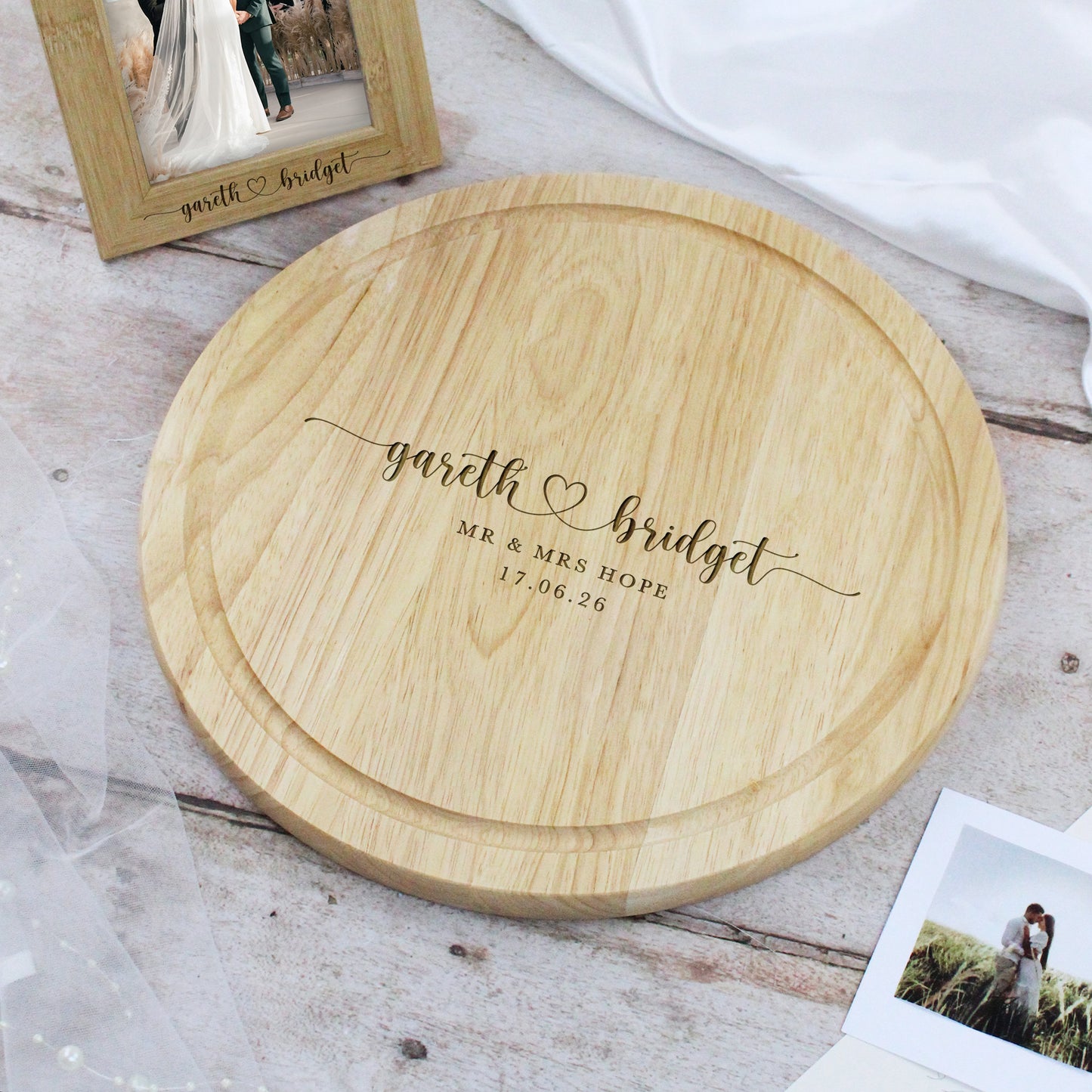 Personalised Mr & Mrs Wooden Chopping Board, 25cm