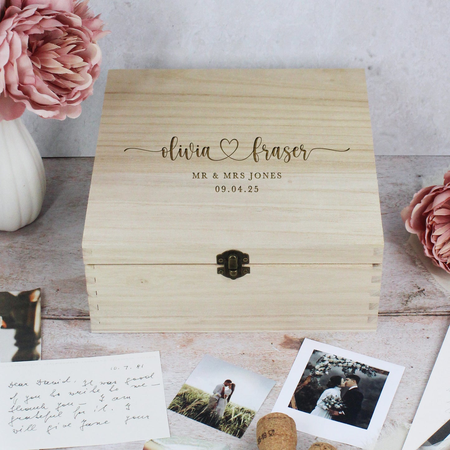 Personalised Wooden Wedding Memory Box in 6 Sizes