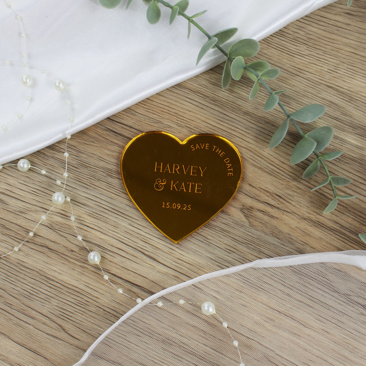 Personalised Love Heart Acrylic Save The Dates