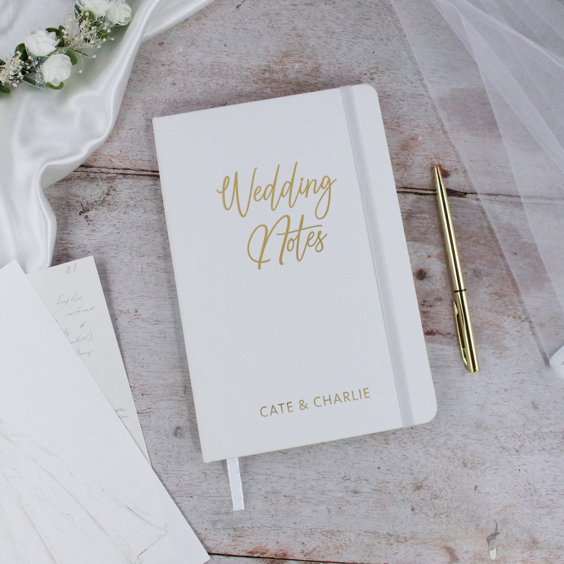 Personalised A5 Lined Wedding Notes Hardback Notebook