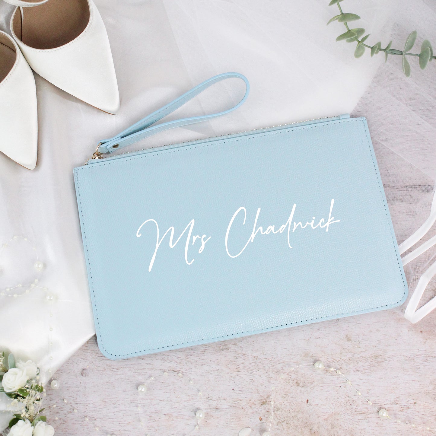 Personalised PU Leather Mrs Clutch Bag for Bride to Be