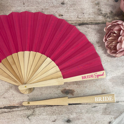 Bride Squad Hand Fans - Pink & White