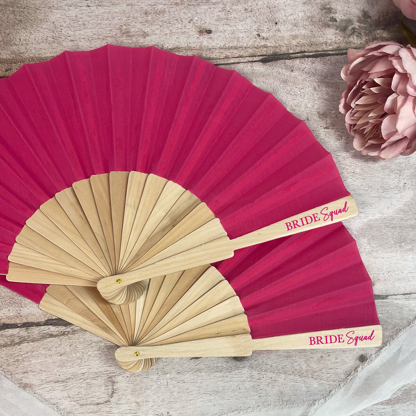 Bride Squad Hand Fans - Pink & White