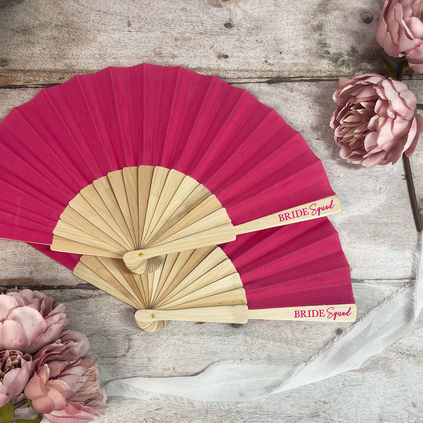 Bride Squad Hand Fans - Pink & White