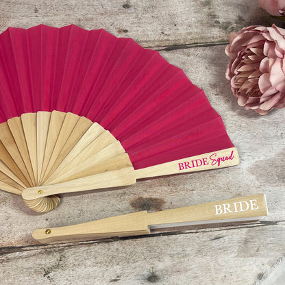 Bride Squad Hand Fans - Pink & White