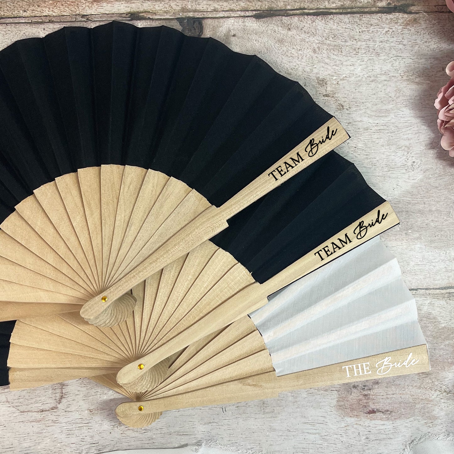 Team Bride Hand Fans - Black & White