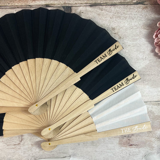 Team Bride Hand Fans - Black & White