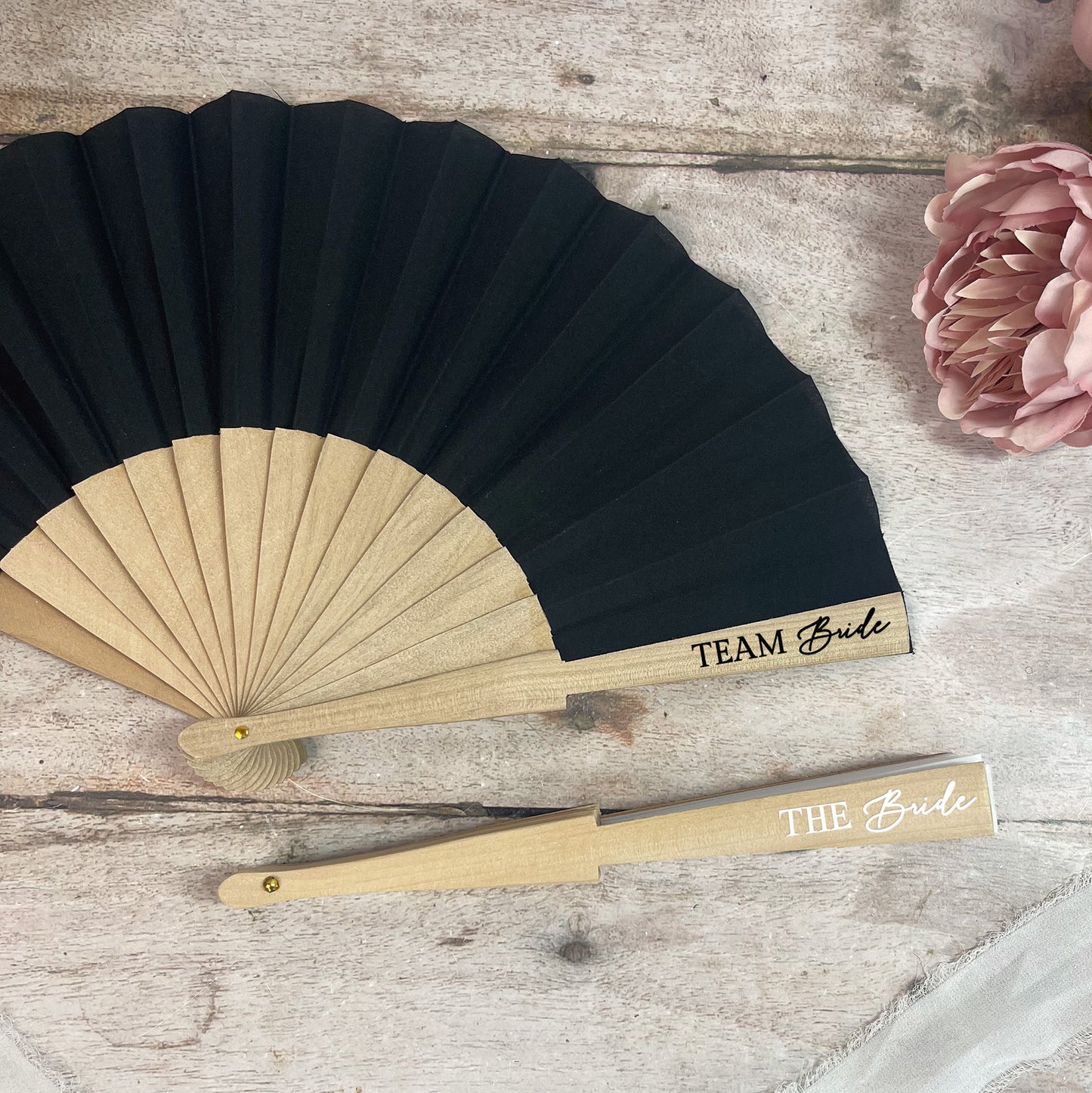 Team Bride Hand Fans - Black & White