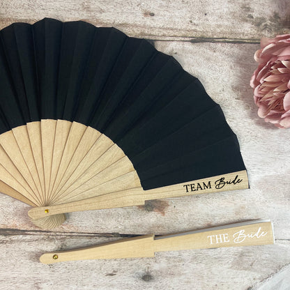 Team Bride Hand Fans - Black & White