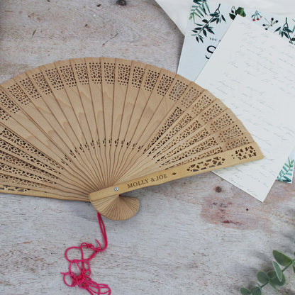 Personalised Sandlewood Wedding Hand Fans for Guests