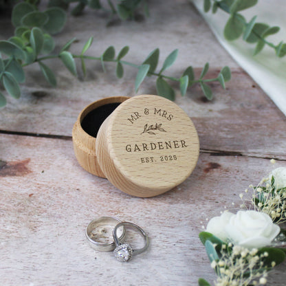 Personalised Mr & Mrs Wooden Wedding Ring Box