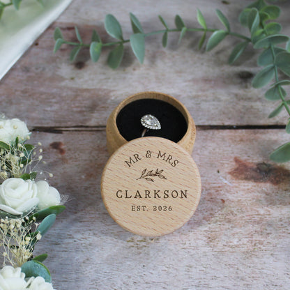 Personalised Mr & Mrs Wooden Wedding Ring Box