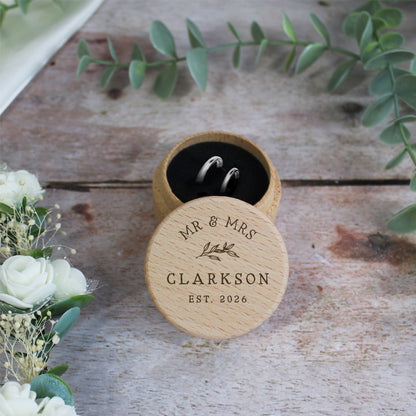Personalised Mr & Mrs Wooden Wedding Ring Box