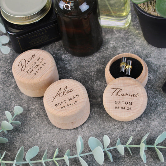 Personalised Wooden Cufflinks Presentation Box