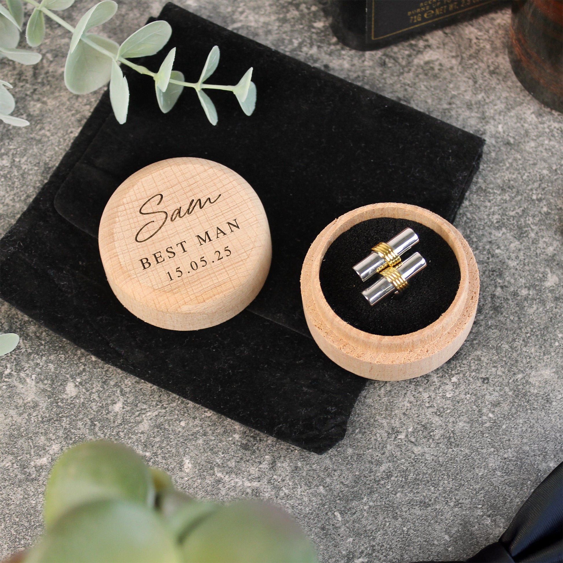 Personalised Wooden Cufflinks Presentation Box