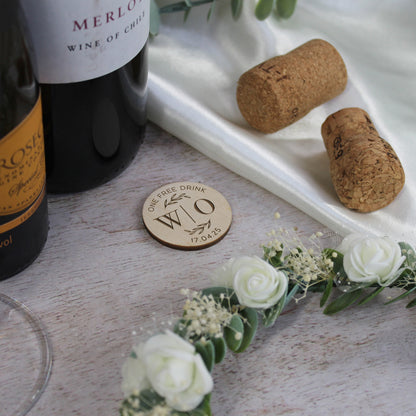 Personalised Floral 'One Free Drink' Drinks Tokens