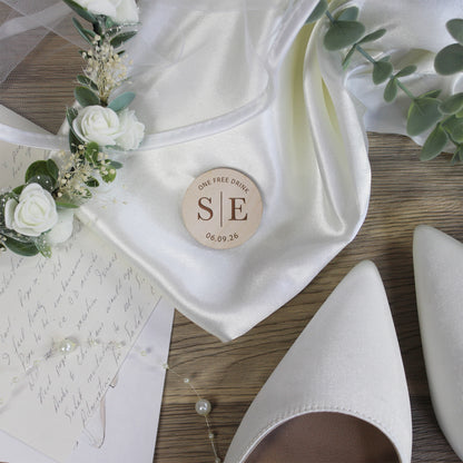 Personalised Simple 'One Free Drink' Wooden Drinks Tokens