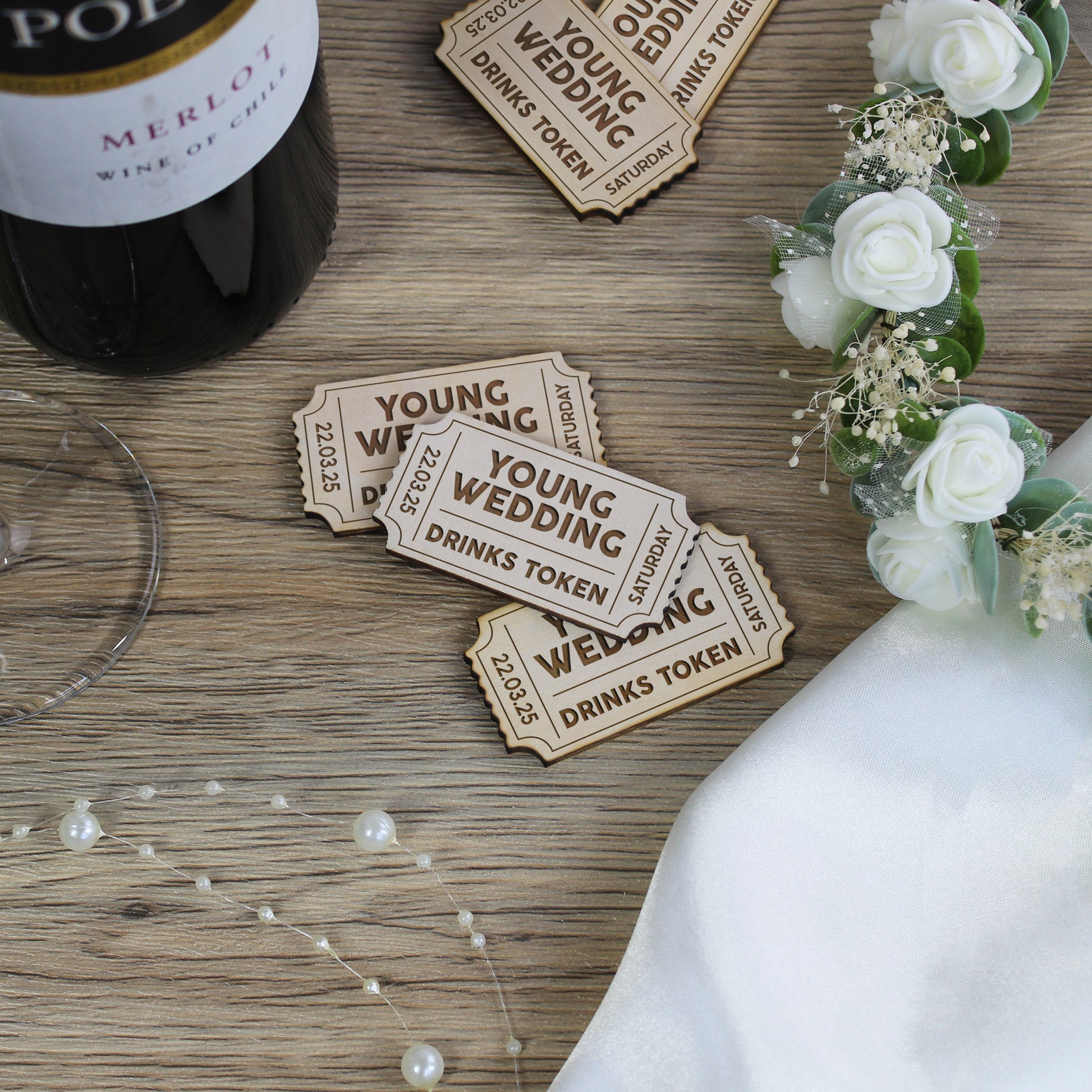 Personalised Wedding Drinks Tokens