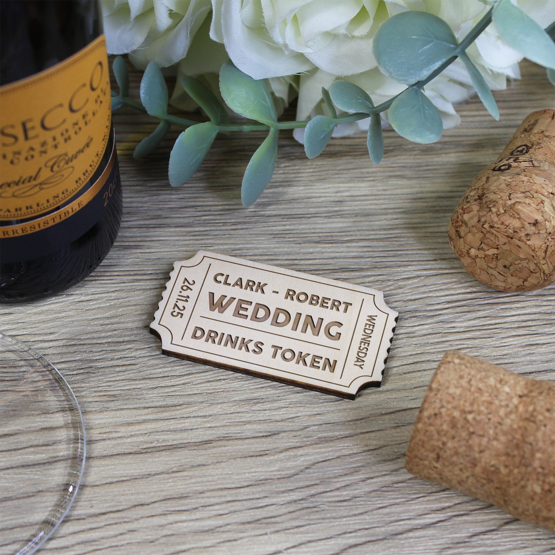 Personalised Wedding Drinks Tokens