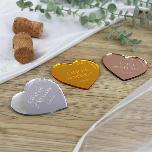 Personalised Love Heart Acrylic Save The Dates