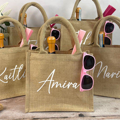 Personalised Natural Bridesmaid Jute Gift Bag