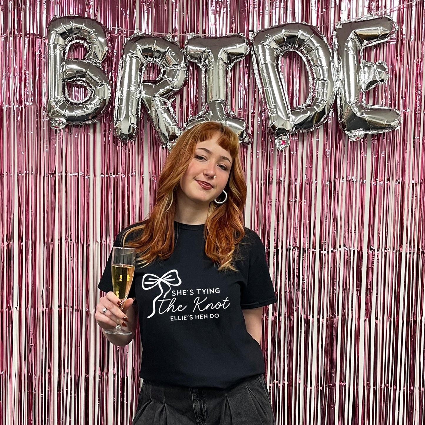 Personalised 'Tying The Knot' Hen Party T Shirts - Sand & White