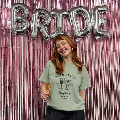 Personalised Team Bride Hen Party T Shirts - Sand & White