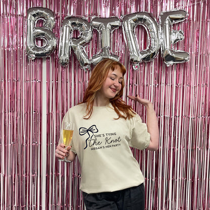 Personalised 'Tying The Knot' Hen Party T Shirts - Sand & White