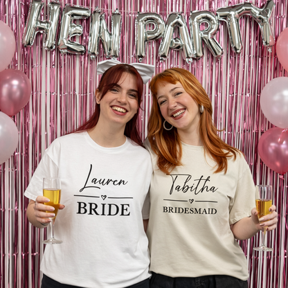 Personalised Hen Party T Shirts - Sand & White